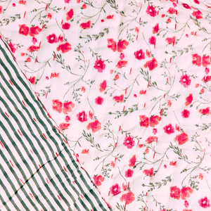 Pink Flowers Kantha Cot Quilt / Playmat XL