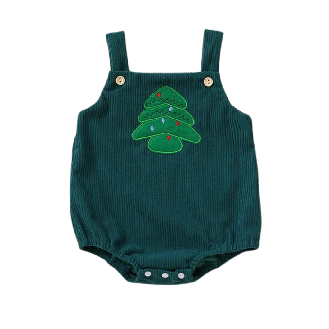 Corduroy Romper - Xmas Tree